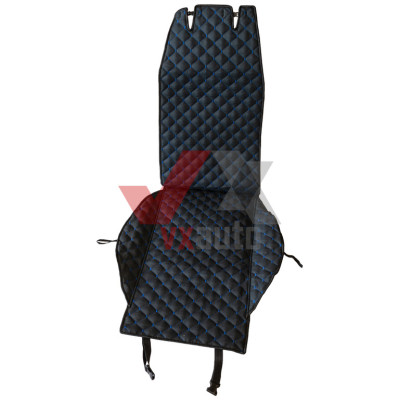 Накидка на сидіння передні (алькантара) чорна PolyteP, к-т (2 шт., синя строчка)