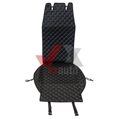 Накидка на сиденья передние (экокожа) черная PolyteP, к-т (2 шт., белая строчка)