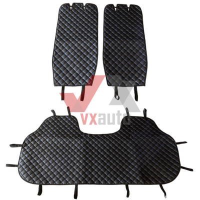 Накидка на сидіння задні (екошкіра) чорна PolyteP, к-т (2 шт., синя строчка)