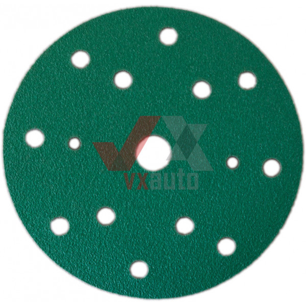 Наждачний папір круг Р-  60 SOLL d 150 мм (15 отворів, на пластик. основі зелений)