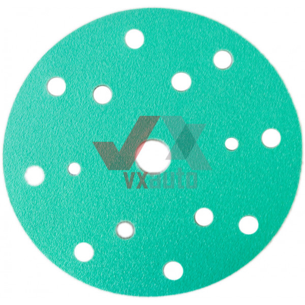 Наждачний папір круг Р- 100 SOLL d 150 мм (15 отворів, на пластик. основі зелений)