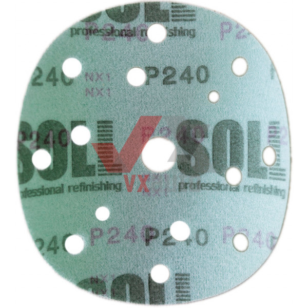 Наждачний папір круг Р- 240 SOLL d 150 мм (15 отворів, на пластик. основі зелений)
