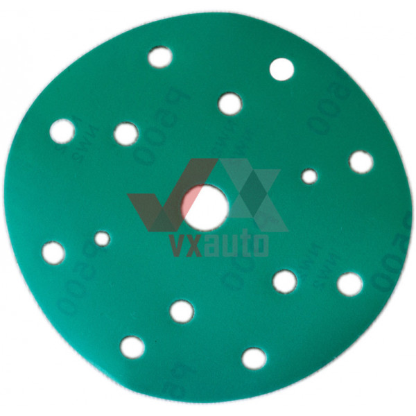 Наждачний папір круг Р- 500 SOLL d 150 мм (15 отворів, на пластик. основі зелений)