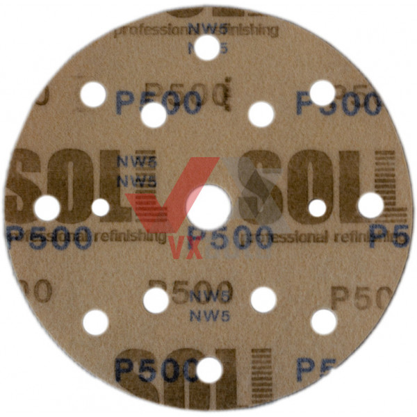 Наждачний папір круг Р- 500 SOLL d 150 мм (15 отворів)