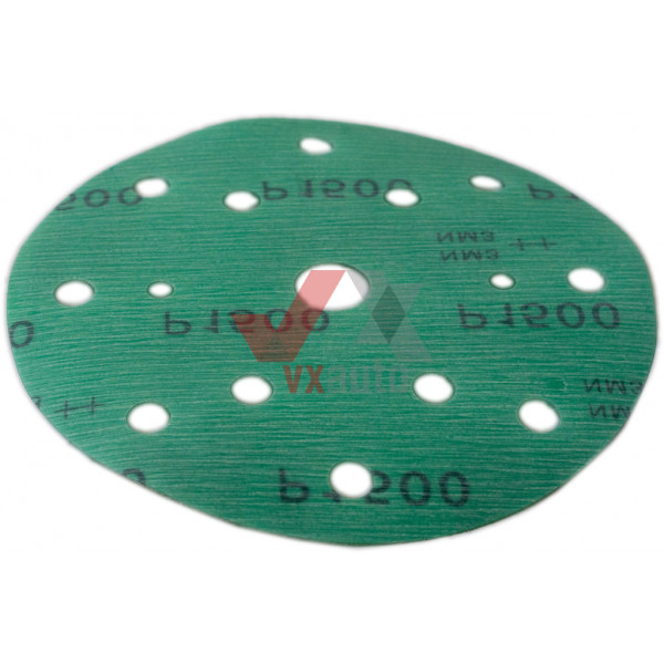 Наждачний папір круг Р-1500 SOLL d 150 мм (15 отворів, на пластик. основі зелений)