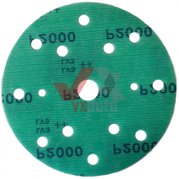 Наждачний папір круг Р-2000 SOLL d 150 мм (15 отворів, на пластик. основі зелений)