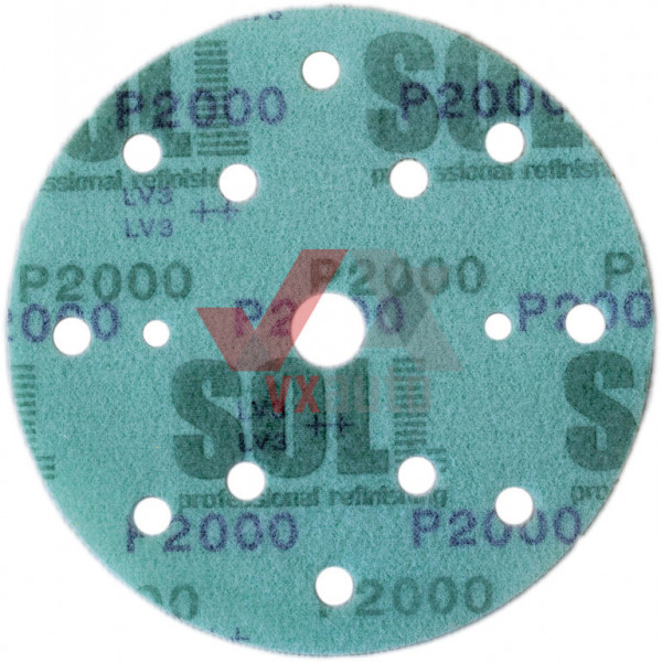 Наждачний папір круг Р-2000 SOLL d 150 мм (15 отворів, на пластик. основі зелений)