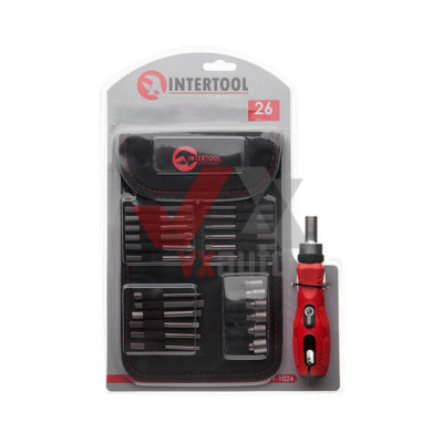 Викрутка реверсивна з насадками 26 шт. Intertool