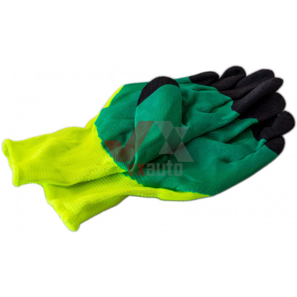 Перчатки комбинированные с нитриловым покрытием (желто-зеленые)