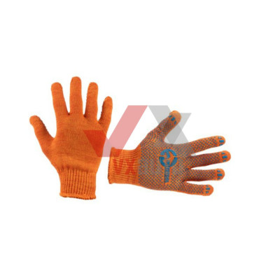 Перчатки трикотажные с ПВХ точкой 10 (оранжевые) Intertool