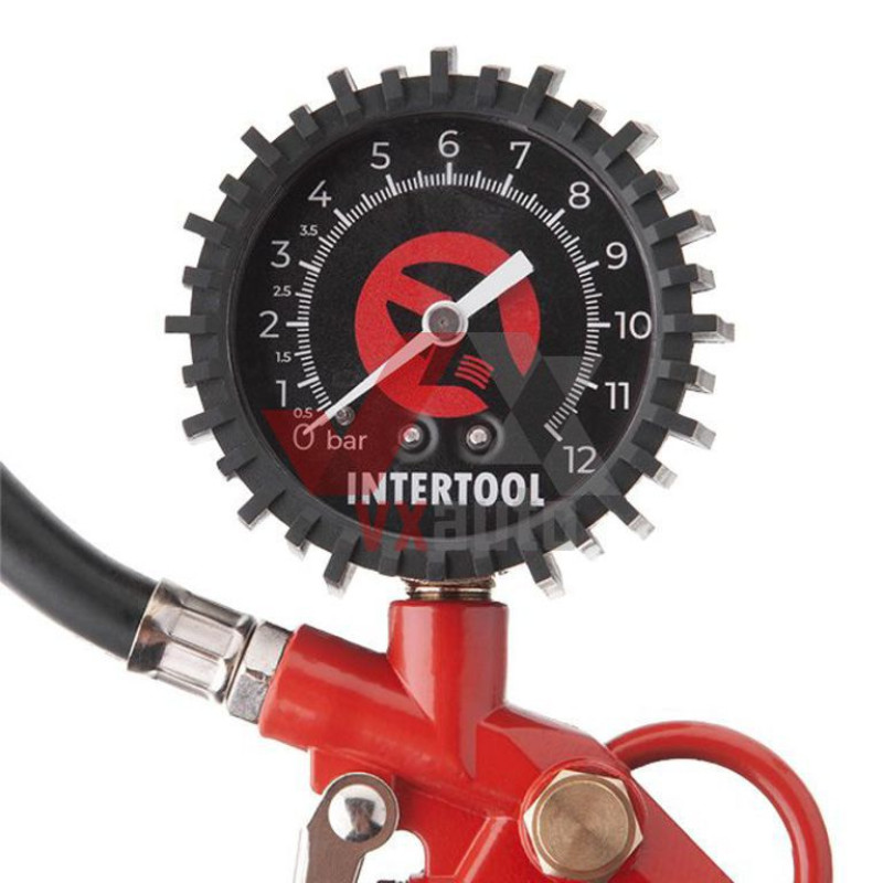 Пистолет для подкачки колес Intertool (с манометром пневматический, металл. корпус, в блистере)