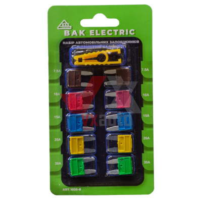 Предохранитель euro мини 7.5-30 А разноцветные Bakony (Bak Electric), к-т (10 шт.)