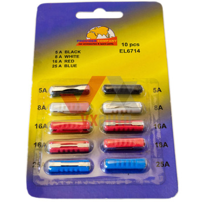 Запобіжник ВАЗ 2101 5-25 А різнокольорові, к-т (10 шт.)