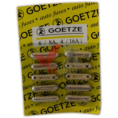 Предохранитель ВАЗ 2101 8, 16 A белый Goetze, к-т (10 шт.)