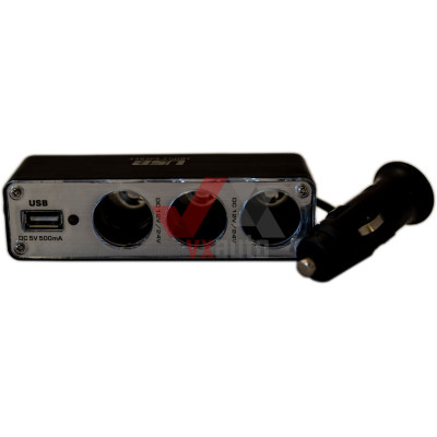 Разветвитель прикуривателя 3 в 1 + 1 USB 12/24 V 0.5 A  VORTEX