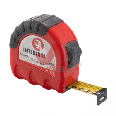 Рулетка 10 м х 25 мм Intertool Extra (с фиксатором)