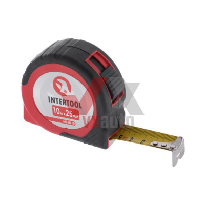 Рулетка 10 м х 25 мм Intertool (с фиксатором)