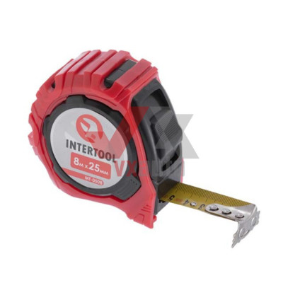 Рулетка 8 м х 25 мм Intertool Магніт (с фиксатором)