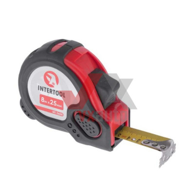 Рулетка 8 м х 25 мм Intertool Супер Магніт (с фиксатором)   