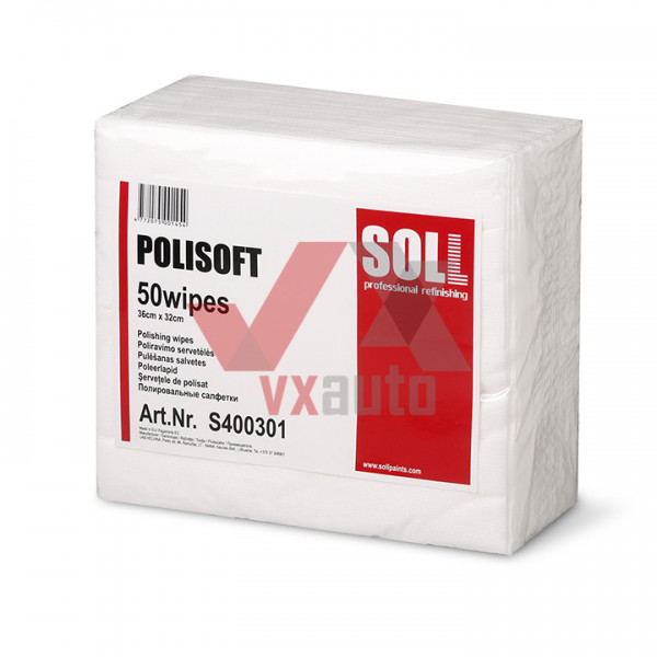 Серветка для полірування 36 х 32 см SOLL Polisoft біла (в упак. 50 шт.)