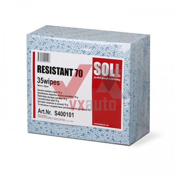 Салфетка для удаления силикона 32 х 36 см SOLL Resistant 70 голубая (в упак. 35 шт.)