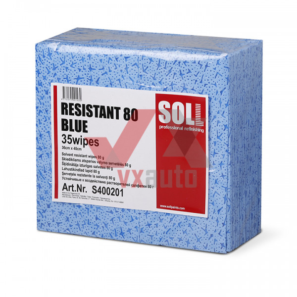 Серветка для видалення силікону 36 х 40 см SOLL Resistant 80 Blue блакитна (в упак. 35 шт.)