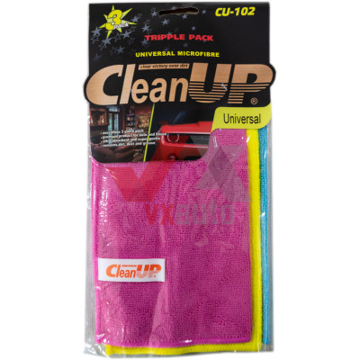 Серветка Мікрофібра універсальна 30 х 30 см CleanUP мікс колір. (в упак. 3 шт.)