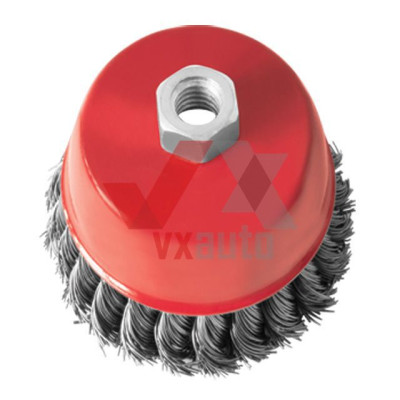 Щетка чашечная для болгарки d 85 мм, М14 Intertool (пучки витой проволоки)