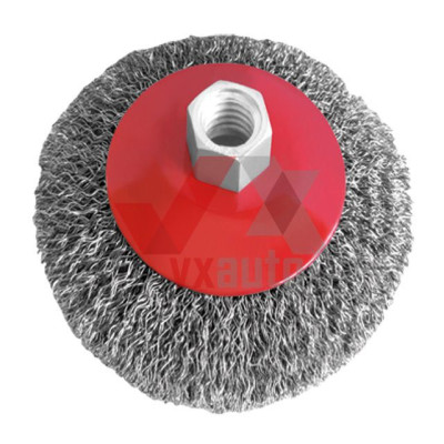 Щетка конусная для болгарки d 115 мм, М14 Intertool (крученая проволока)
