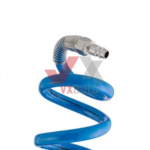 Шланг для компрессора спиральный 15 атм 8 мм х 12 мм 10 м Intertool (с быстроразъемными соединениями)