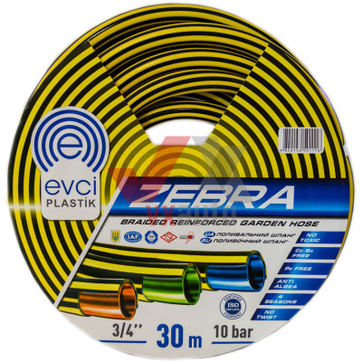 Шланг для полива армированный d- 3/4'' 30 м Evci Plastik Zebra (2-слойный)