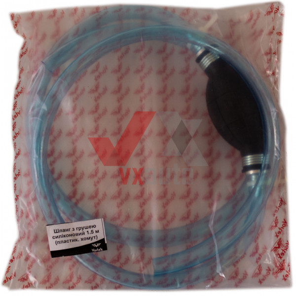 Шланг з грушею силіконовий 1.5 м  VORTEX (пластик. хомут)