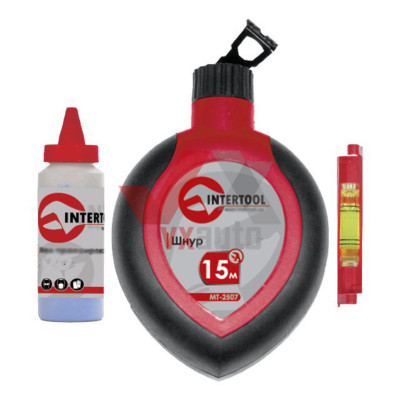 Шнур для разметки Intertool, к-т (корректор 115 г, шнуровой уровень) 