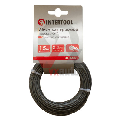 Жилка для триммера (квадрат) 2.0 мм x 15 м Intertool (крученая армированная)