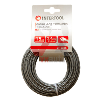 Жилка для триммера (квадрат) 2.4 мм x 15 м Intertool (крученая армированная)