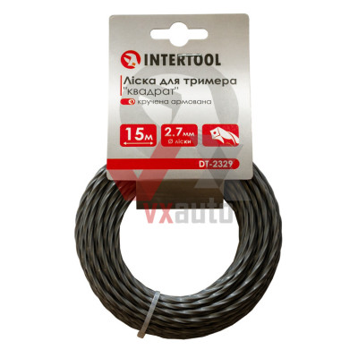 Жилка для триммера (квадрат) 2.7 мм x 15 м Intertool (крученая армированная)