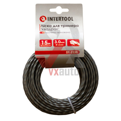 Жилка для триммера (квадрат) 3.0 мм x 15 м Intertool (крученая армированная)
